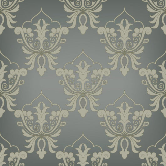 Seamless Dark Damask Pattern Wall Decal