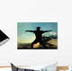 Silhouette of Man Practicing Yoga Wall Mural