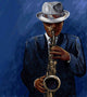 Saxophonist Playing Saxophone Blue