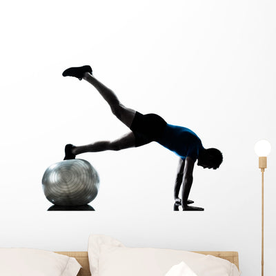 Man Exercising Workout Fitness Wall Mural shown on a wall