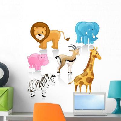 Playful African Cartoon Animals shown on a wall