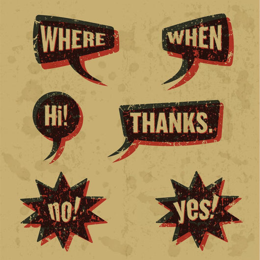 Vintage print speech bubbles words 02 Wall Decal