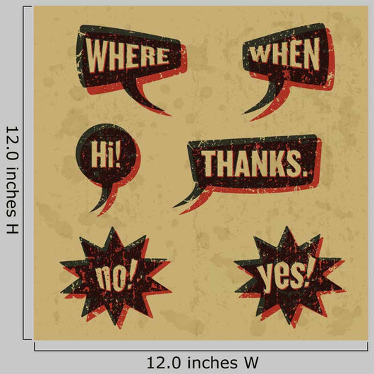 Vintage print speech bubbles words 02 Wall Decal