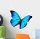 Blue Butterfly Flying White Wall Decal