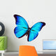 Blue Butterfly Flying White Wall Decal