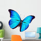Blue Butterfly Flying White Wall Decal