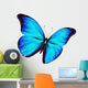 Blue Butterfly Flying White Wall Decal
