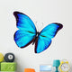 Blue Butterfly Flying White Wall Decal
