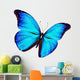 Blue Butterfly Flying White Wall Decal