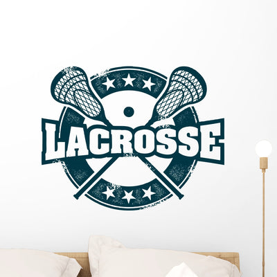 Vintage Lacrosse Stamp shown on a wall