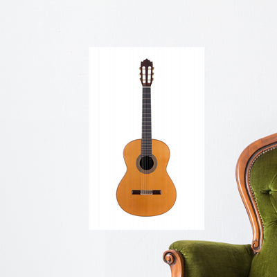 Acoustic Guitar White Wall Mural shown on a wall