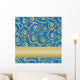 Blue and Gold Swirls Illustration Wall Decal