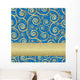 Blue and Gold Swirls Illustration Wall Decal