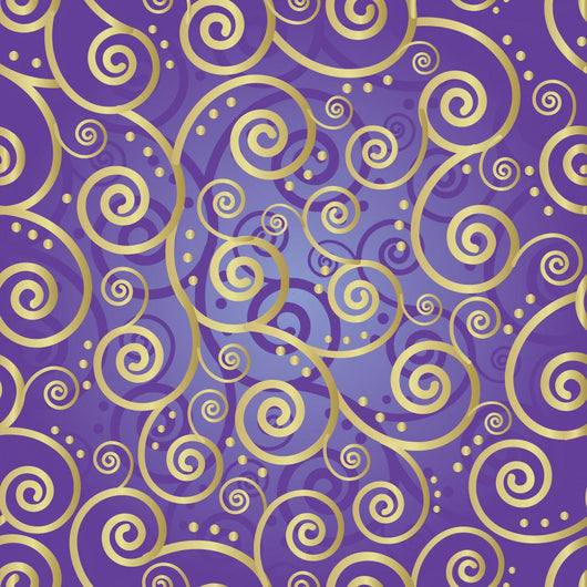 Gold and Purple Swirls Illustration Wall Decal
