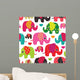 Seamless Elephant Kids Pattern Wall Decal