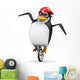 3D Penguin Baseball Cap Wall Decal