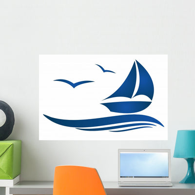 Boat and Beautifull Sea shown on a wall
