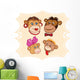 Portrait Cartoon Monkey Family Wall Mural