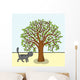 Cartoon Tree and Cat Wall Mural