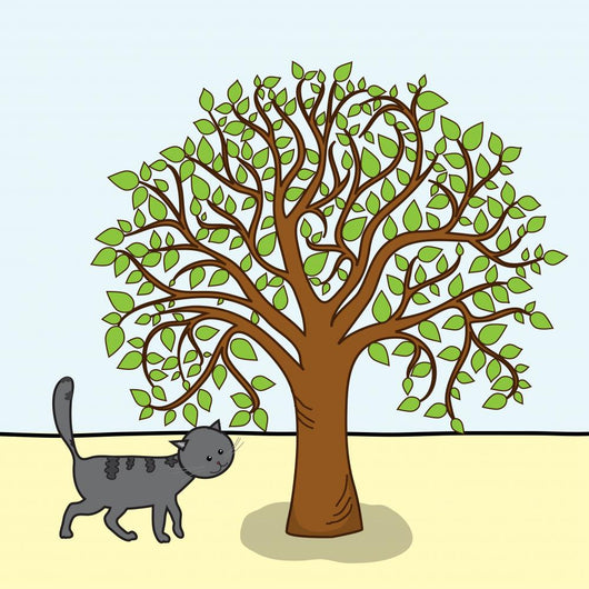 Cartoon Tree and Cat Wall Mural