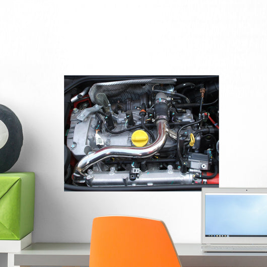 A View of a Motor Car Engine. Wall Mural