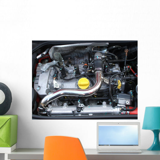 A View of a Motor Car Engine. Wall Mural