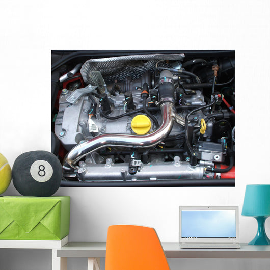 A View of a Motor Car Engine. Wall Mural