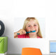 Girl brushing her teeth Wall Decal