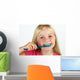 Girl brushing her teeth Wall Decal