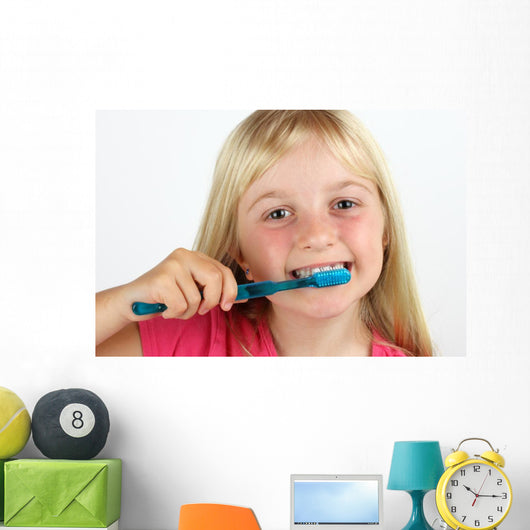 Girl brushing her teeth Wall Decal