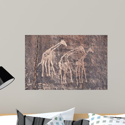 Ancient Rock Engraving Sahara shown on a wall