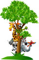 Various Funny Safari Animals Wall Decal
