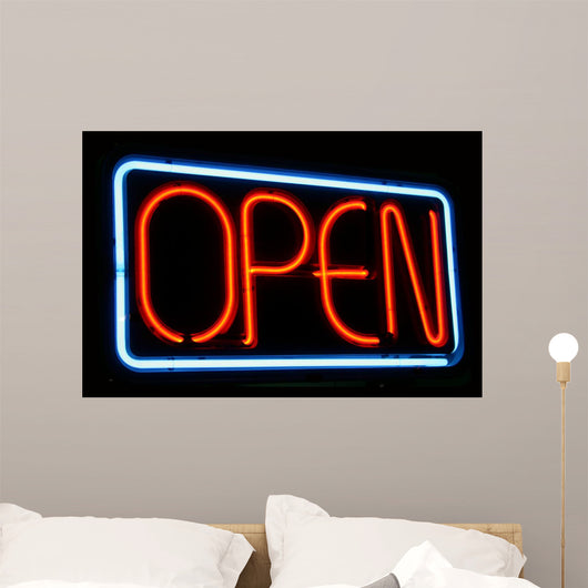 Open for Business Neon Sign Wall Mural