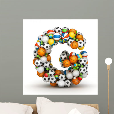 Sports Letter G Wall Decal shown on a wall