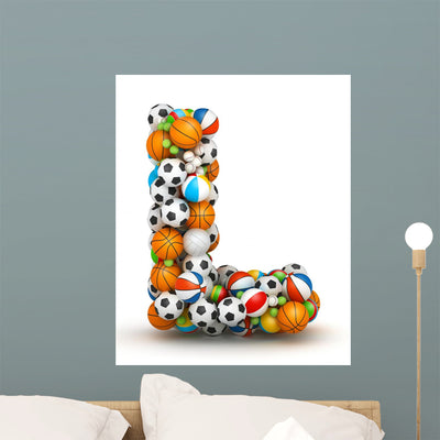 Sports Letter L Wall Decal shown on a wall