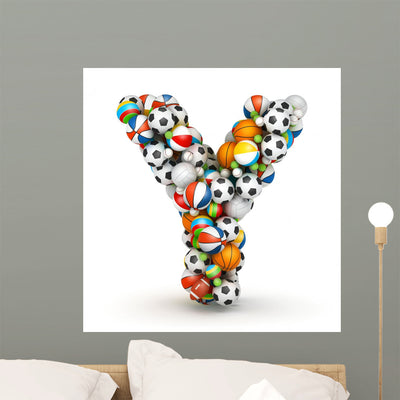 Sports Letter Y Wall Decal shown on a wall