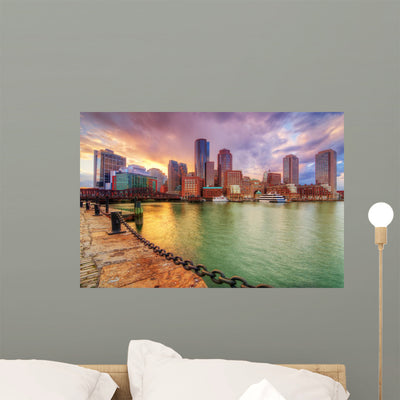 Downtown Boston Skyline shown on a wall