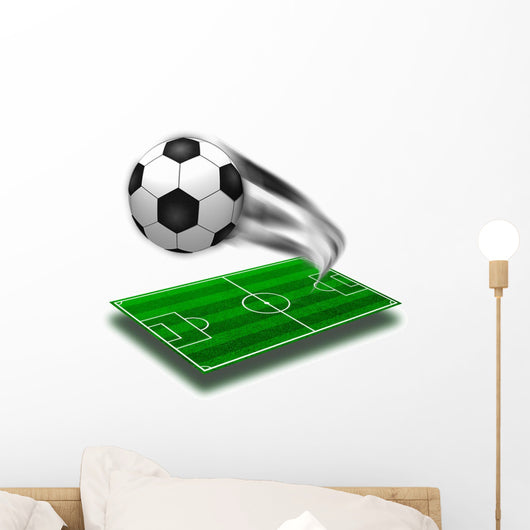 The Green Soccer Field with Lines and Sovver Ball Wall Decal
