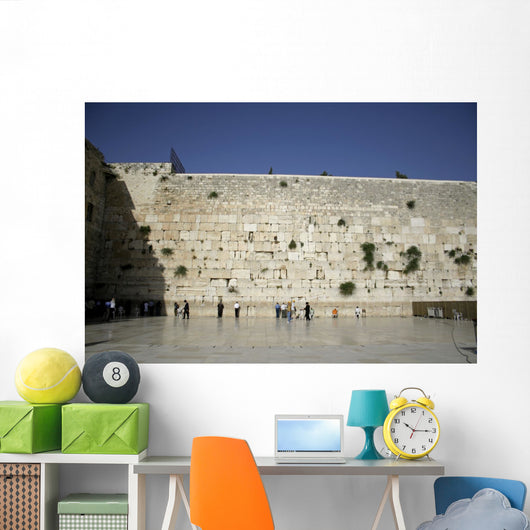 men praying next to the wailing wall, jerusalem,israel Wall Mural