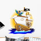 Nave Pirata Con Pappagallo-Pirate Ship and Macaw Wall Decal
