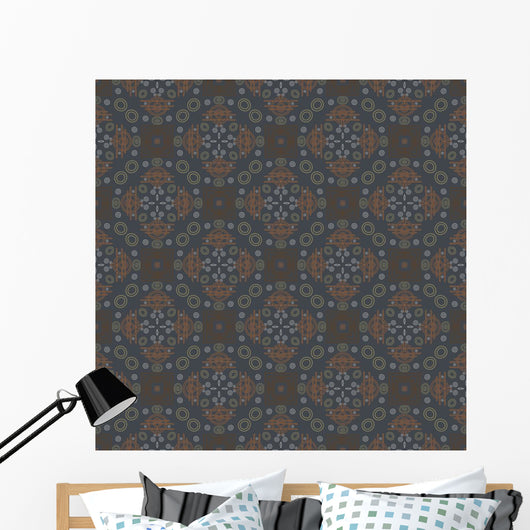 Seamless Decorative Dark Retro Pattern Wall Decal