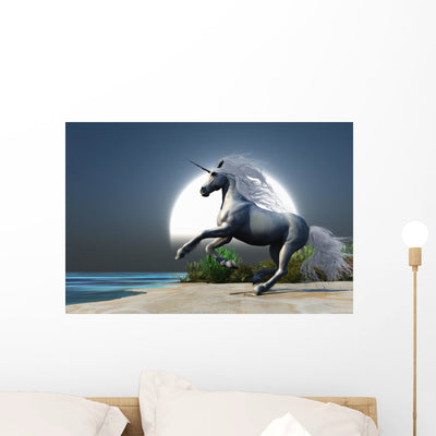 Midnight Unicorn Wall Mural shown on a wall