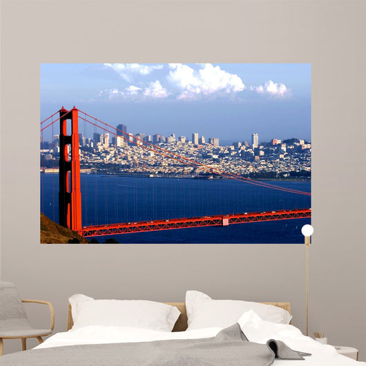 golden gate and downtown of san francisco Wall Mural