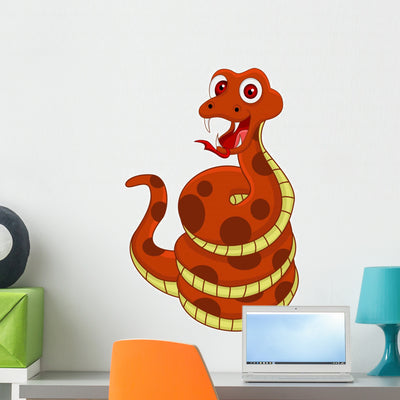 Funny Snake Wall Decal shown on a wall