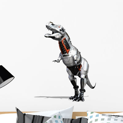 Robodinosaur Wall Mural shown on a wall