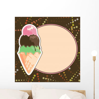 Ice Cream Menu Wall Decal shown on a wall