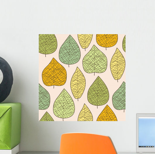 Seamless Stylish Autumn Leaf Wall Decal