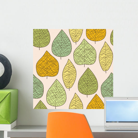 Seamless Stylish Autumn Leaf Wall Decal