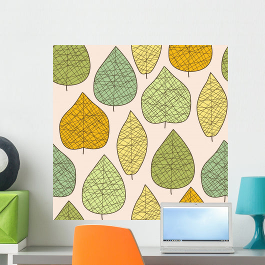 Seamless Stylish Autumn Leaf Wall Decal
