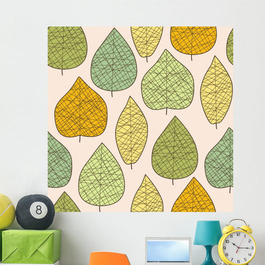 Seamless Stylish Autumn Leaf Wall Decal